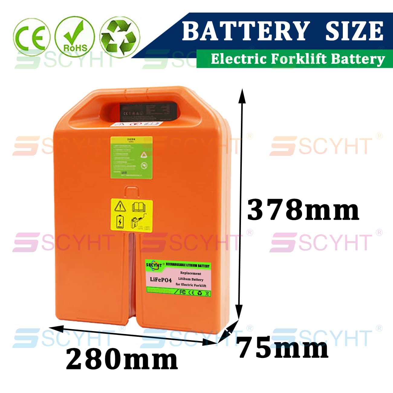 Batteria transpallet elettrico 24V 48V Batteria al litio per transpallet elettrico PTE15N Batterie LiFePO4 per sollevatore telescopico CLG2015L con BMS,24v36ah 6holes