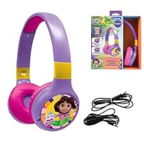 Lexibook, Dora l’Esploratrice, Cuffie audio 2-in-1 Bluetooth e cablate con microfono e pulsante di controllo, Pieghevoli e regolabili, Batteria ricaricabile a lunga durata, HPBT010DOR