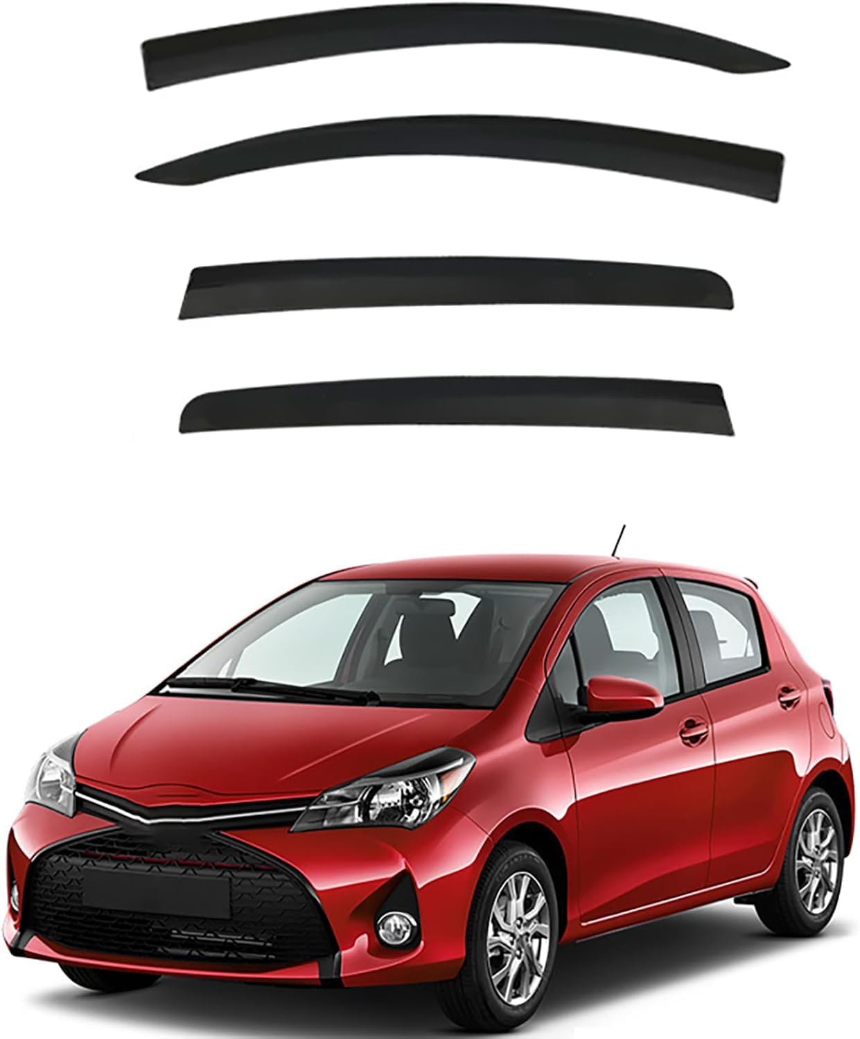FengXH Window Deflectors for Toyota Yaris Hatchback MK3-XP130 2011-2019 - 4pc Smoke Tint, Waterproof, Noise Reducing.