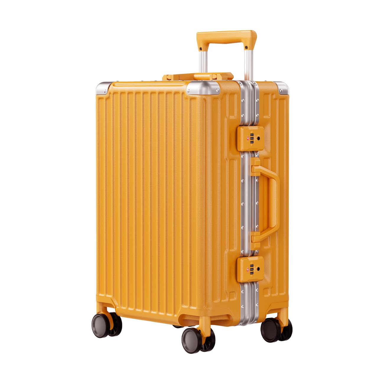 AnyZip Carry On Luggage PC+ABS Aluminum Frame Zipperless Luggage Hard Shell Suitcase with TSA Lock Double Spinner Wheels 20 Inch Orange