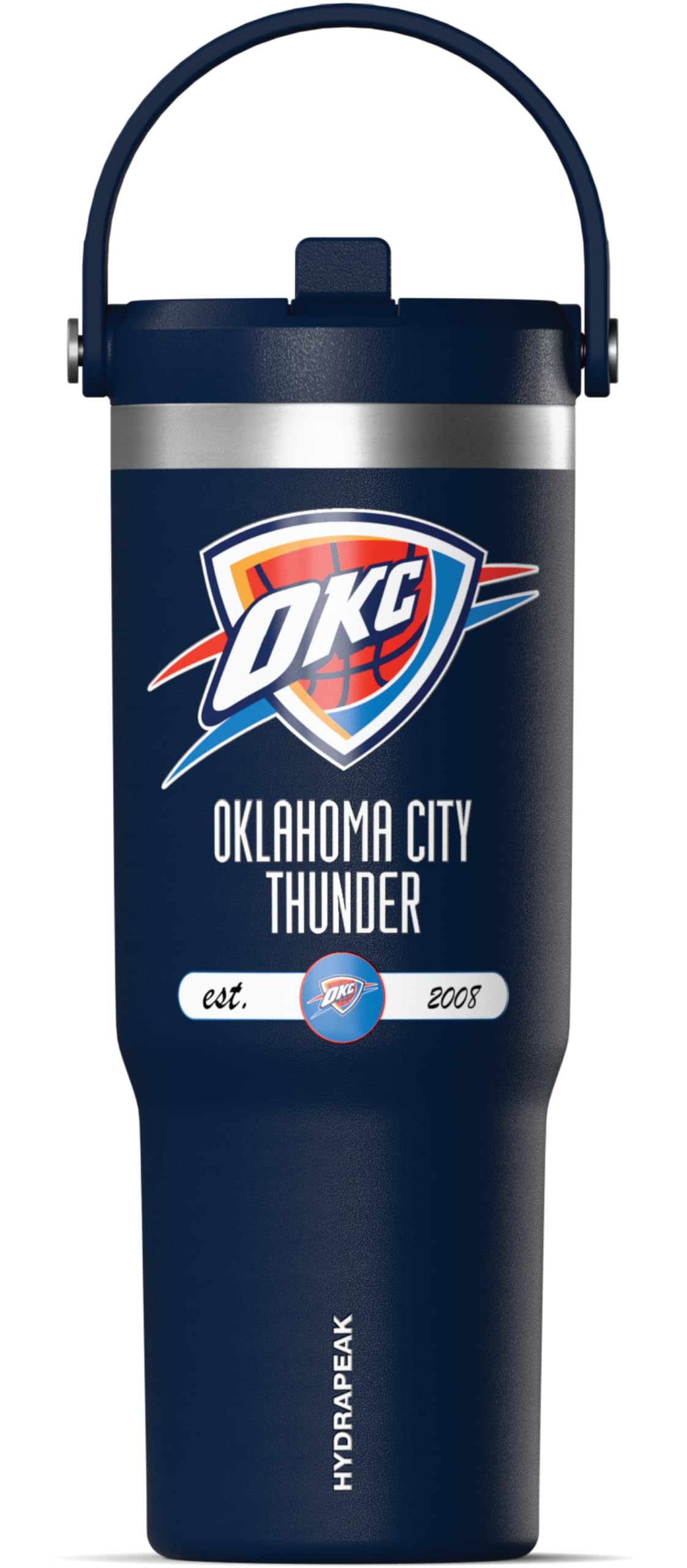 Hydrapeak x NBA Officially Licensed Oklahoma City Thunder 32 oz Nomad Tumbler with Handle and Straw Lid, Leakproof Stainless Steel Water Bottle
