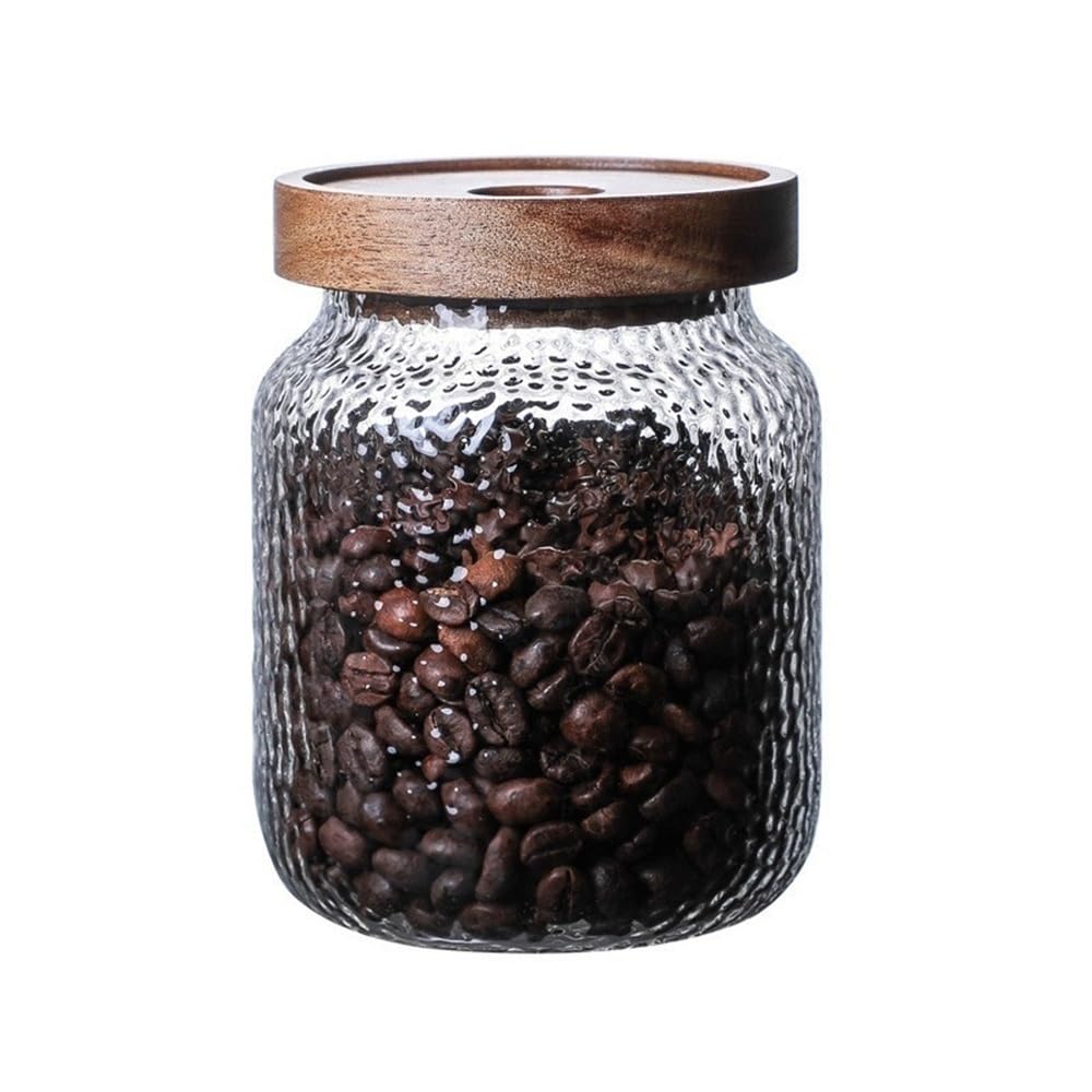 ENGENDER Tea Storage Jar Creative Hammered Glass Storage Jars Tea Grain Coffee Beans Sealed Transparent Empty(500ml)