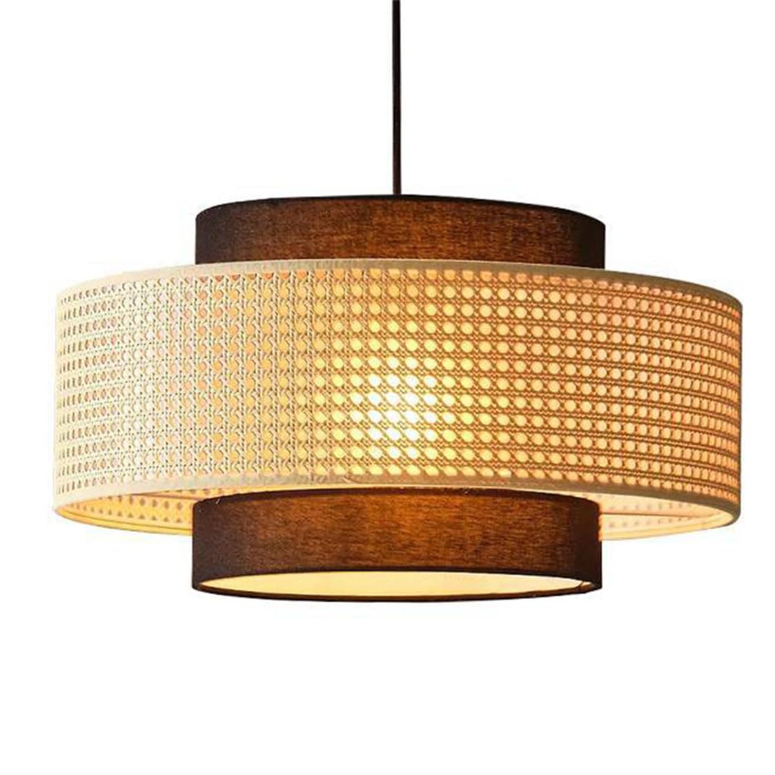CSSYKV 23.6'' Large Rattan Weaving Chandelier, Hand Woven Bamboo Lamp Shade Coastal Farmhouse Decor Pendant Lighting Fixture Hollow Lantern for Bedroom, Living Room, Entryway, Foyer