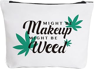 Funny Leaf Makeup Cosmetic Bag Zipper Pouch Might Be Makeup Cosmetic Travel Bag Toiletry Make Up Case Humor Green Leaf Decor Stuff Gifts for Women Friends Girls Mom Birthday Graduation Christmas