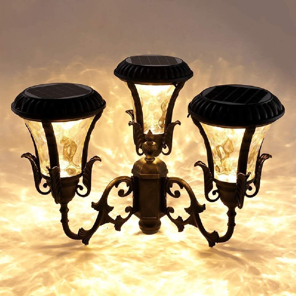 Lampione Da Esterno, Lampada Da Esterno Pressofusa, 3 Led, Lampada Solare In Alluminio, Palo Alto 2,93 M, Lanterna Stradale, Lampada A Colonna A Energia Solare Impermeabile, Illuminazione Tecnica Per