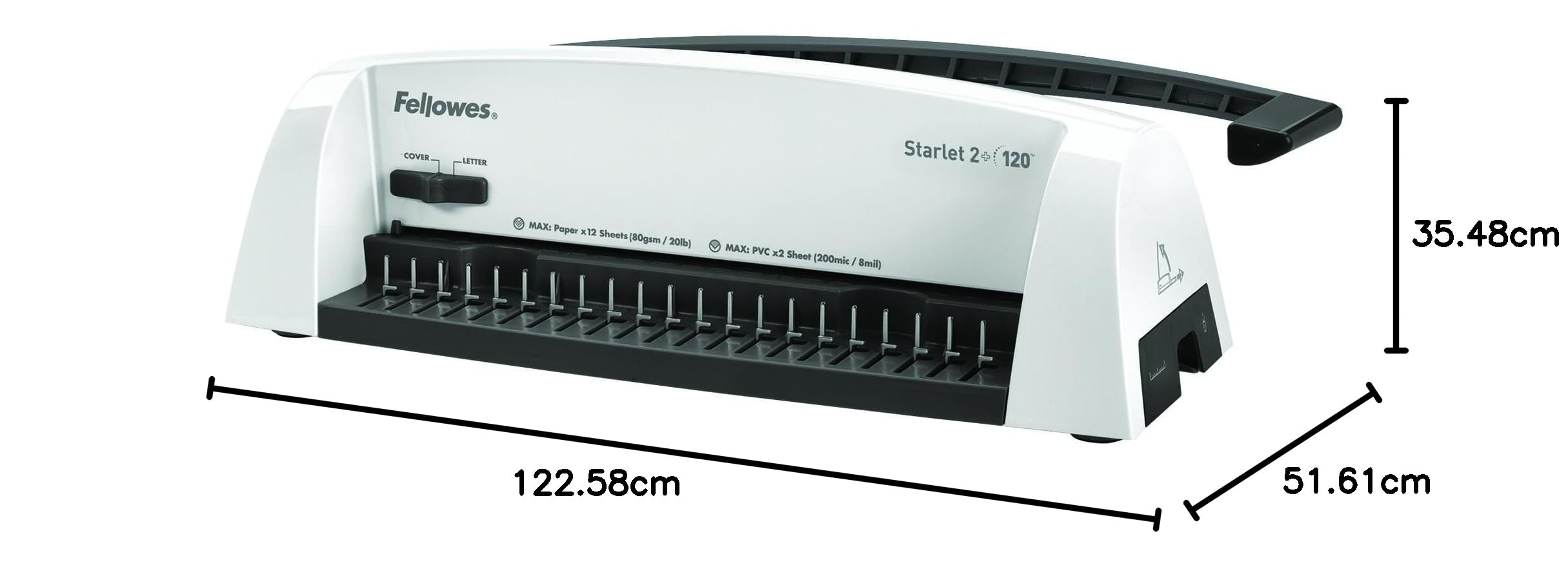 Fellowes Star+ Rilegatrice a dorsi plastici, Capacità di perforazione di 12 fogli per documenti A4, Rilegatrice manuale a pettine, Capacità di rilegatura di 120 fogli - Ideale per l'ufficio domestico