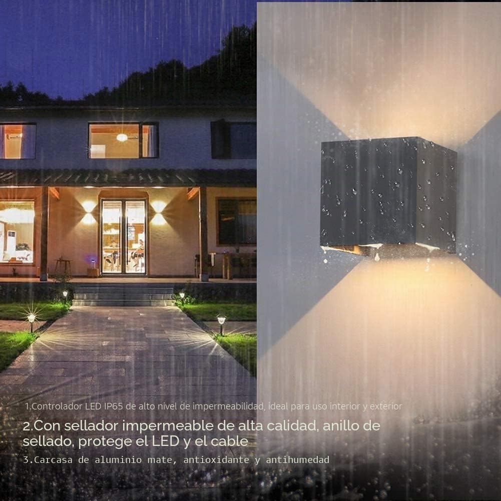 K-Bright Aplique Exterior Pared 12W 3000K Bianco Caldo Lámparas de pared Ángulo de haz Ajustable Aplique Pared Exterior Impermeable IP65, Gris Oscuro