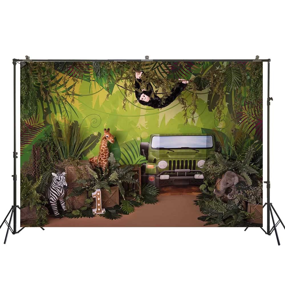 6ft Round Jungle Animal Backdrop - African Safari Photography Background For Parties