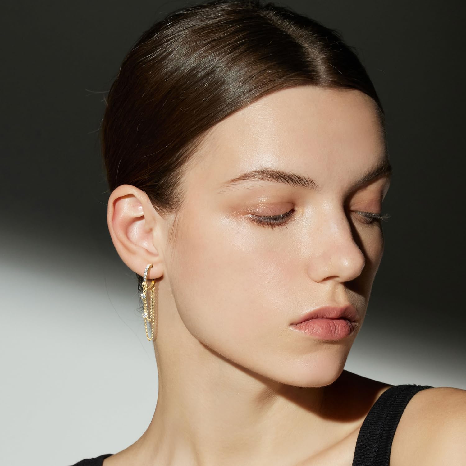 14K Gold Earrings for Women Dangle Gold Hoop Earrings for Women Dangling Tassel Chain with Cubic Zirconia Earring Dangling - Image 8