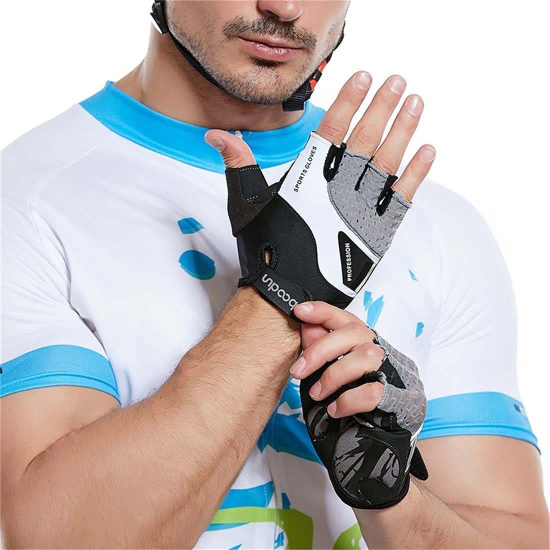 Guanti da ciclismo, da bicicletta, imbottiti, a mezze dita, per bicicletta, da uomo, da donna