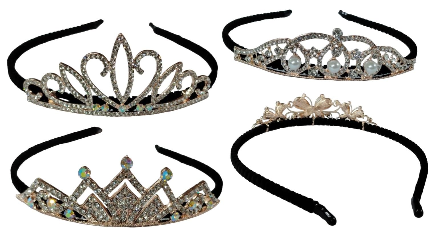 Princess Crown Metal Hair Band With Diamond Studded For Women/Girls/Kids-Baby| Hair Accessories For Birthday Gift/Wedding/Theme Party(Assorted Design Will Be Sent)(1pc)-image-44