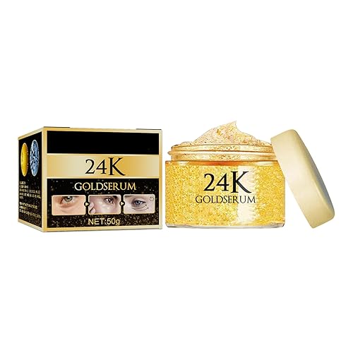 Xoyssfy Suero hidratante facial antienvejecimiento de oro de 24 quilates enriquecido con suero de vitamina C, ácido hialurónico, crema de vitamina E