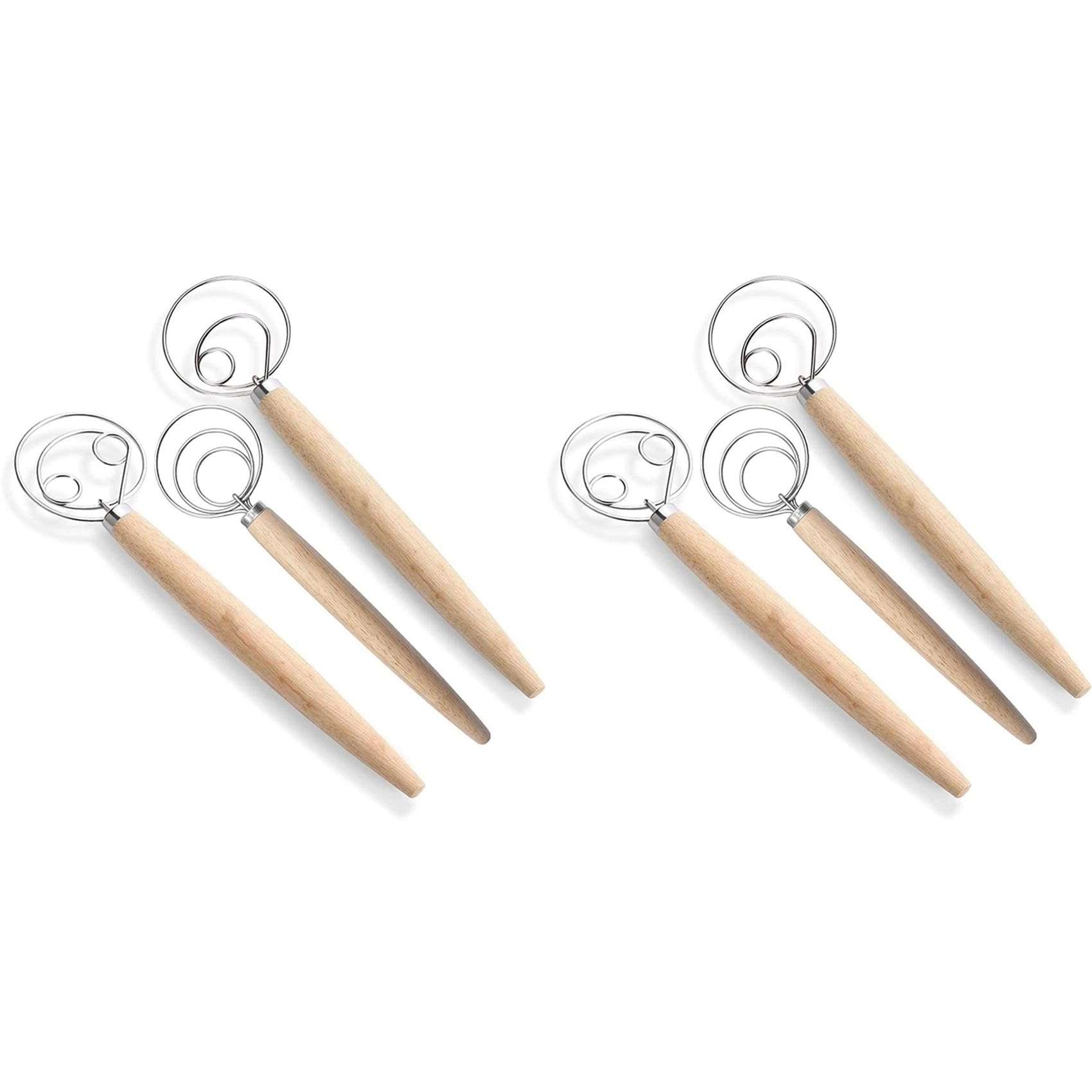 Aundhegrtt Danish Dough Whisk Bread Mixer,6 Pcs Stainless Steel Dutch Whisk for Cake Dessert Bread Pizza Pastry Kitchen Baking Tool