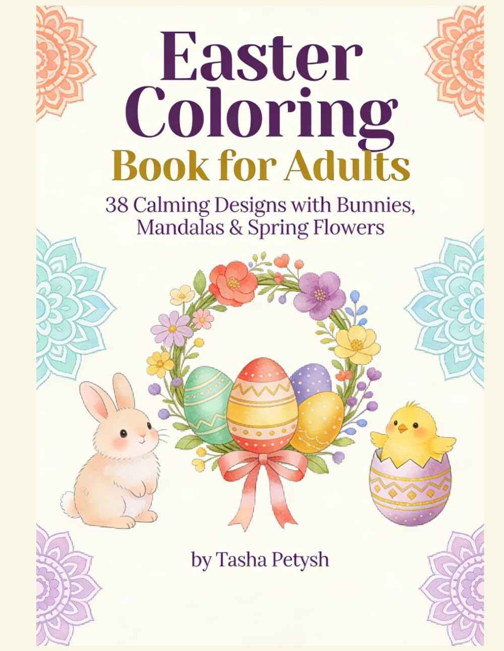 Easter Coloring Book for Adults: 38 Stress-Relieving Designs with Bunnies, Mandalas, Wreaths, Easter Eggs & Spring Animals