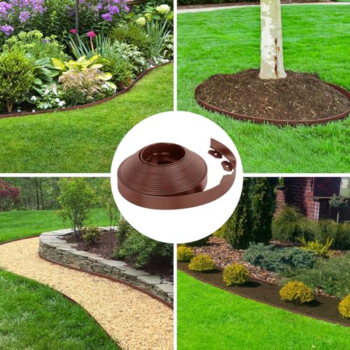 2-Inch x 100 FT Landscape Edging Border with 150 Spikes, Plastic Edging for Landscaping Garden Edging Border, Flexible Landscaping Edging for Garden Flower Beds Yard Lawn Pathway Paver (Brown) by FunFanso - Used condition - Image 6