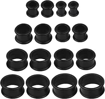 Clydewy 16pcs Silicone Flesh Tunnels Ear Black Edges Stretcher Ear