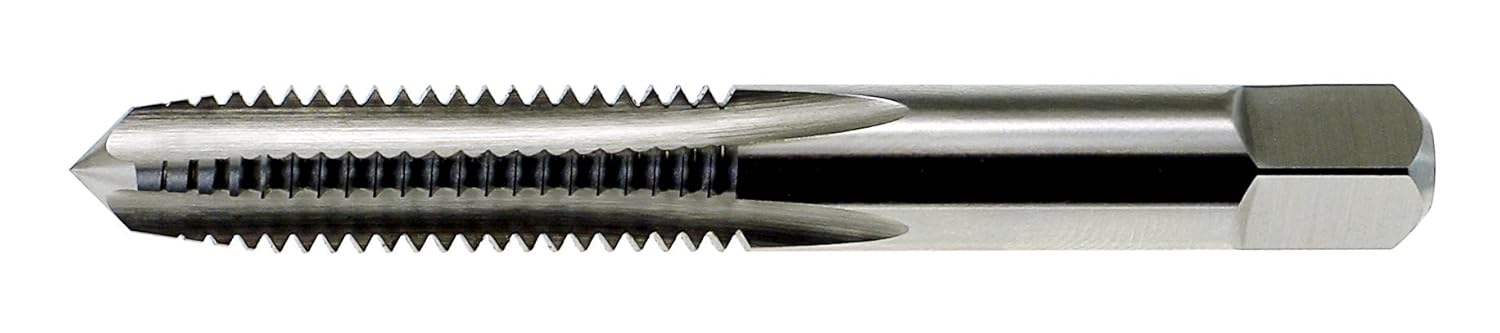 Drillco 2300 Series High-Speed Steel Hand Threading Tap, Uncoated (Bright) Finish, Round Shank with Square End, Bottoming Chamfer, 1"-14 UNS