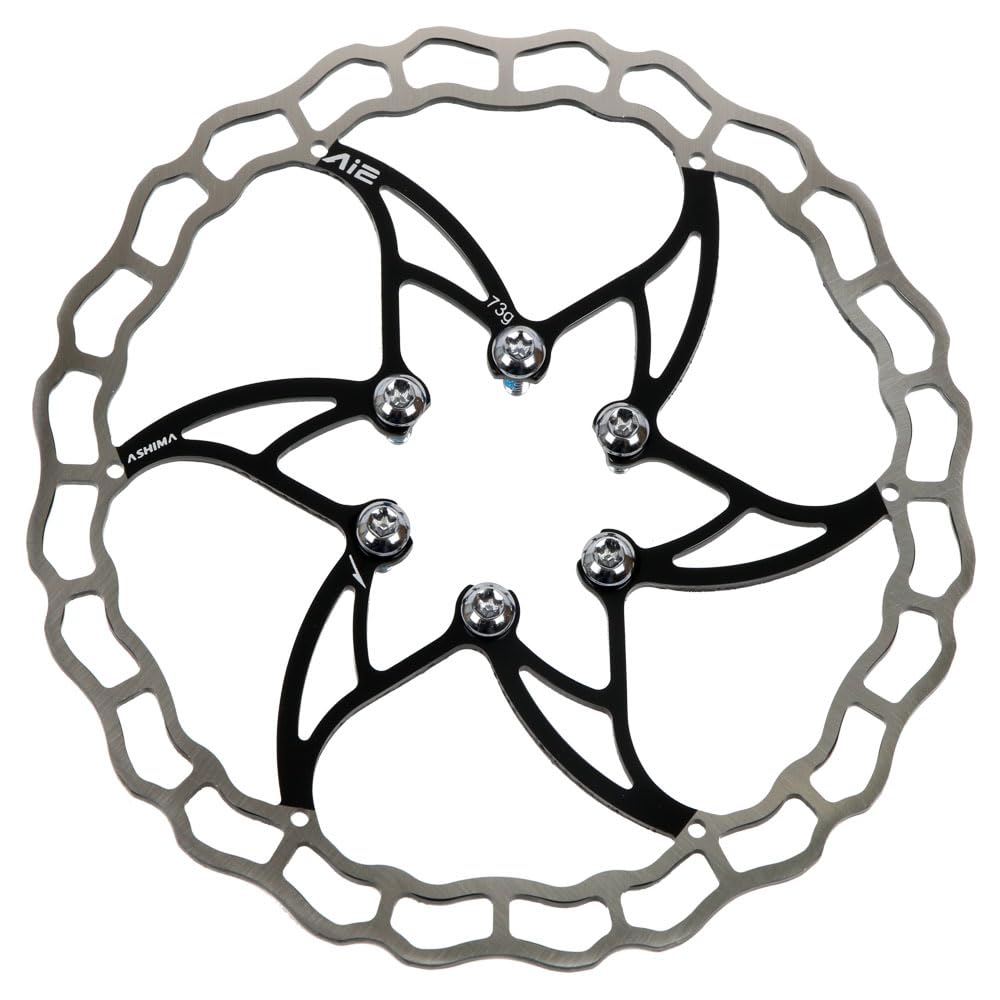 Disco Freno Rotor de Disco de Freno Ultraligero, Solo 64g, Bicicleta MTB de Acero Inoxidable, 140mm, 160mm, 180mm, 203mm con 6 Pernos, Negro y Rojo, 1 Unidad Freno Disco(Black 180mm)