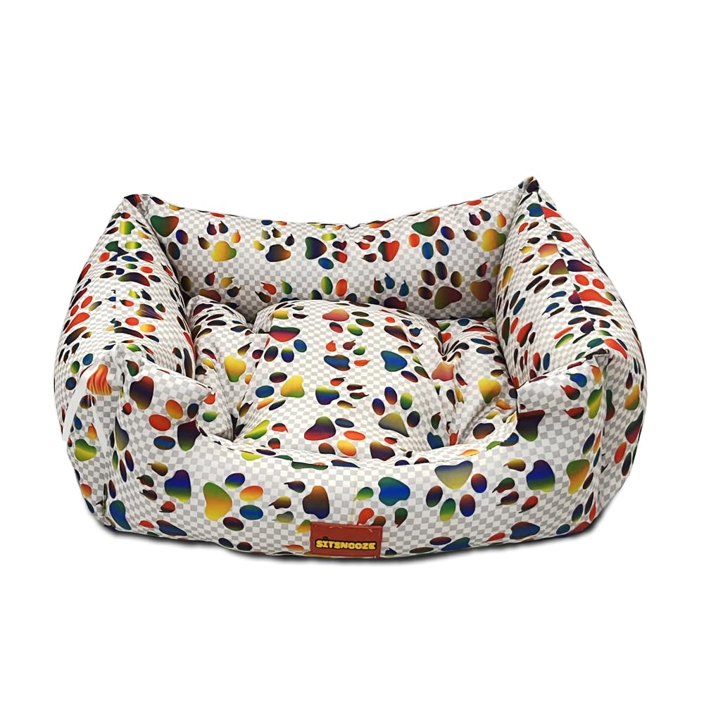 SITSNOOZE Plush Lounger Dog Bed and Cat Bed | Bed for Dogs & Cats | Orthopedic Dog Bed for Sleeping | Water Resistant Indoor and Outdoor Lounger Bed | Colour: Multi White|Size : L (B0CK4XN4CH) Amazon Price History, Amazon Price Tracker