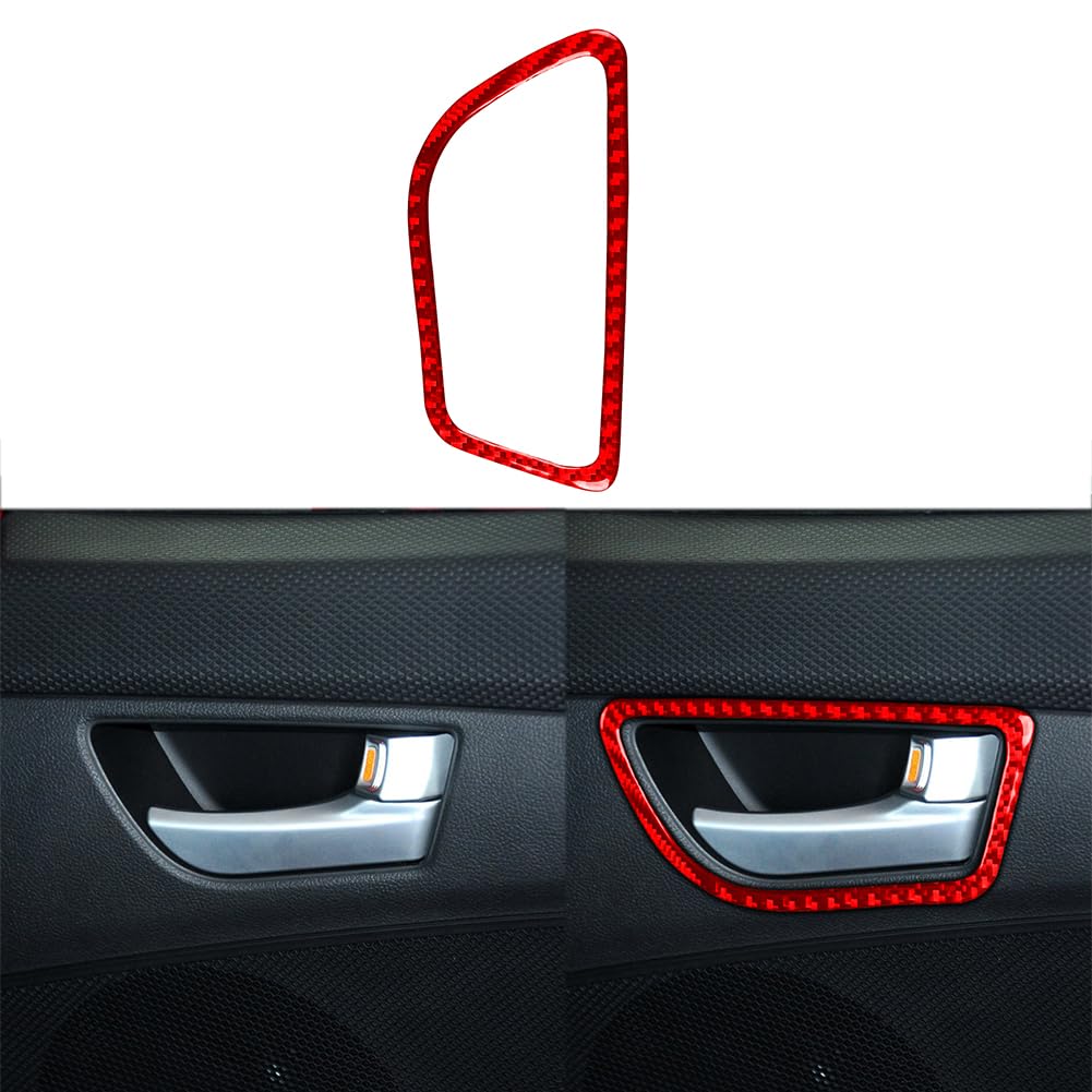 Car Rear Door Handle Premium Real Carbon Fiber Sticker Decal Compatible with Hyundai Veloster 2012 2013 2014 2015 2016 2017 Red Accessories