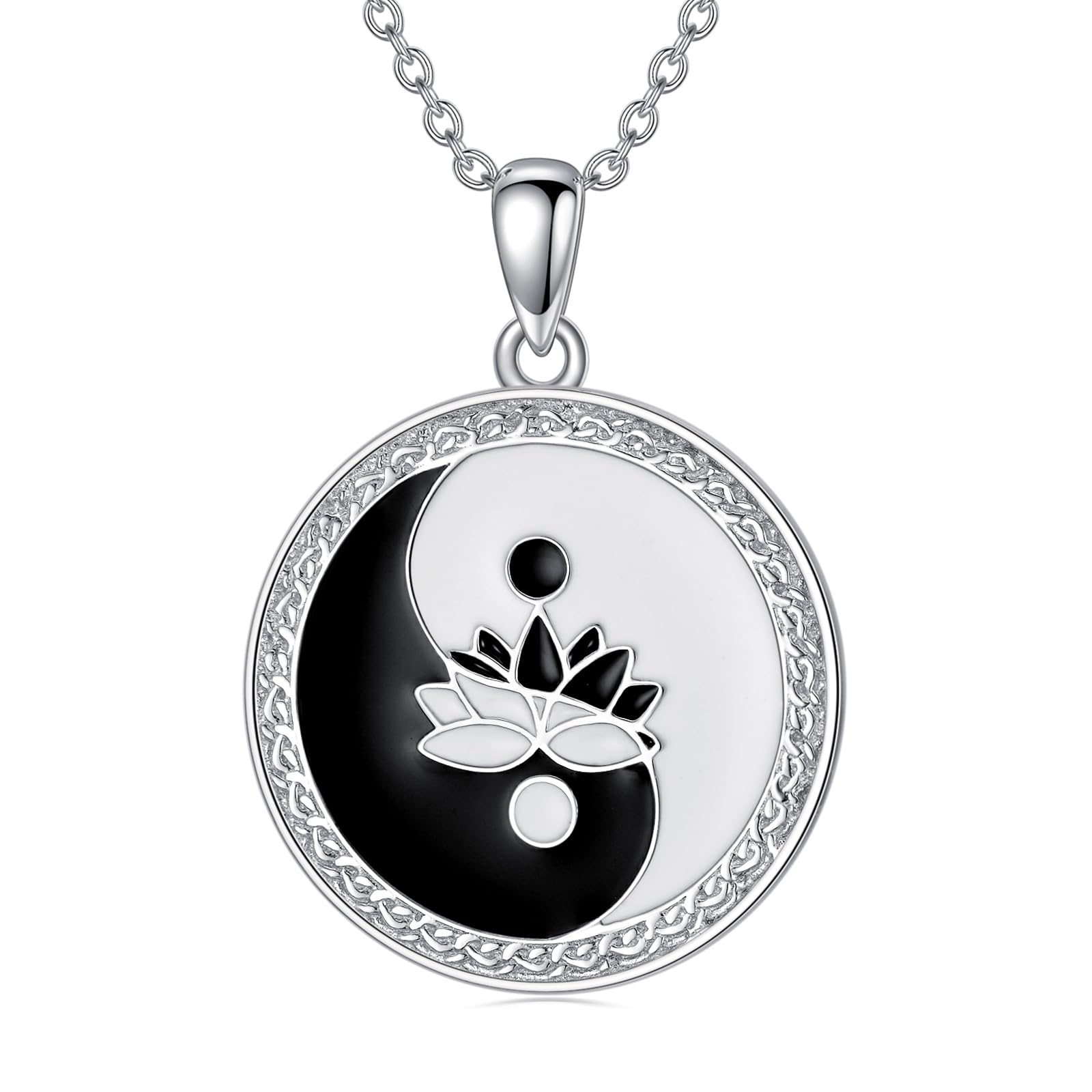 PROESS Lotus/Sunflower Colgante Collar de Plata de Ley 925 Flor Cadena Joyería Regalos para Mujeres Niñas Madre