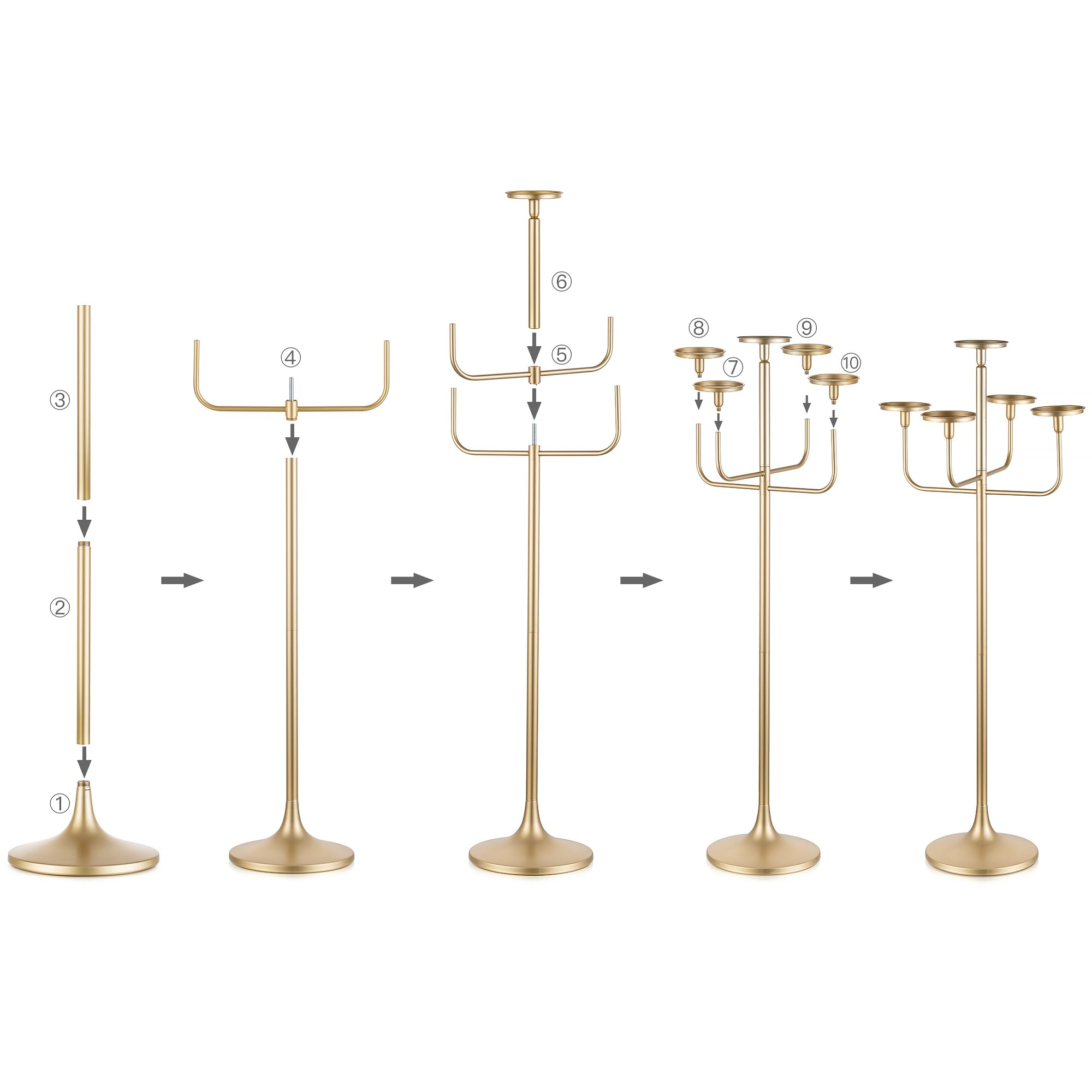 Romadedi Candelabra Tall Candle Holder - 47 inch Floor Gold Candle Holders Wedding Centerpiece for Pillar Candlestick Centerpiece Decor: Gold 1