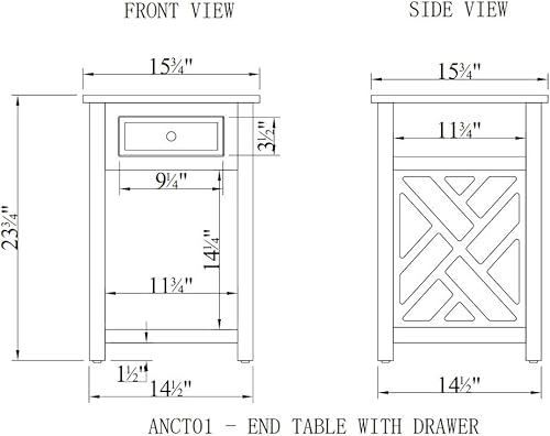 Miniatura 3 de Alaterre Furniture Coventry - Mesa auxiliar de madera con cajón y estante