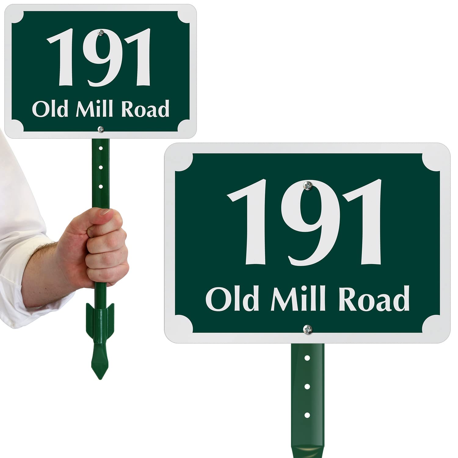 SmartSign 7 x 10 inch Custom House Address Yard Sign with 18 inch Stake (Scallop Design), 40 mil Reflective Rustproof Aluminum With UV-Proof Overcoat,