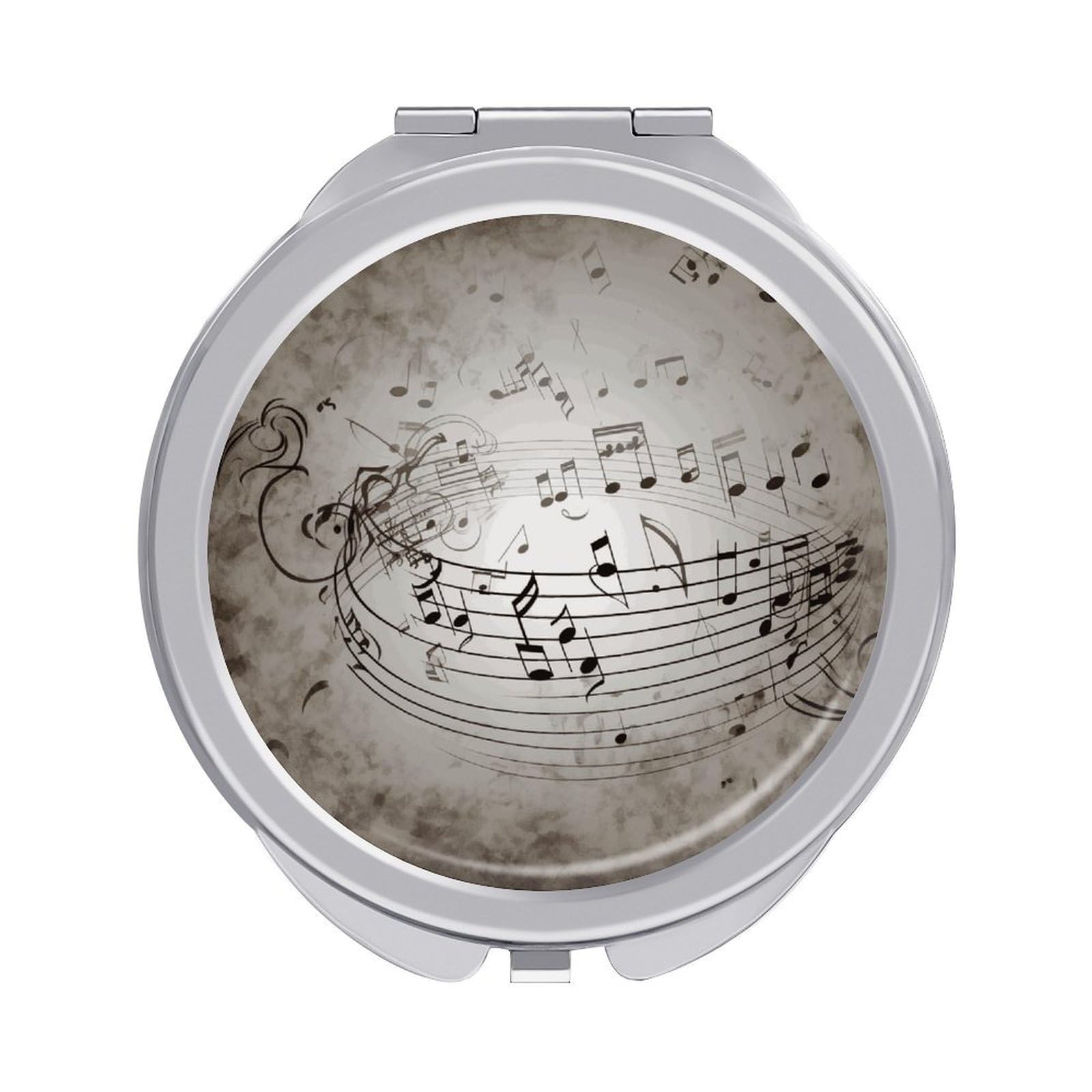 Fekiloot Style Music Note Wall Travel Makeup Mirror Handheld Compact Mirror Portable Pocket Mirror Double-Sided 1X/2X Magnifying For Handbag And Purses