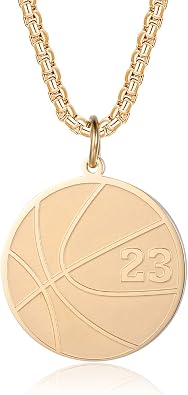 Susook Basketball Number Necklace for Men 316L Stainless Steel Chain 22+2 Inch Jersey Number Pendant Birthday Gifts for Father Boyfriend Son