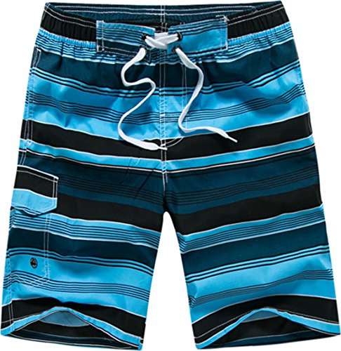 i-select Ba�ador Para Hombre Tipo Bermuda Secado R�pido (2XL,Diagonal Azul)