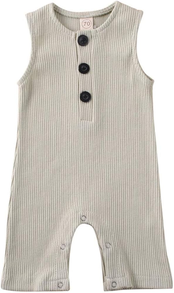 iddolaka Newborn Summer Baby Boy Girl Sleveless Romper Bodysuit Jumpsuit Playsuit One Piece Outfit Clothes