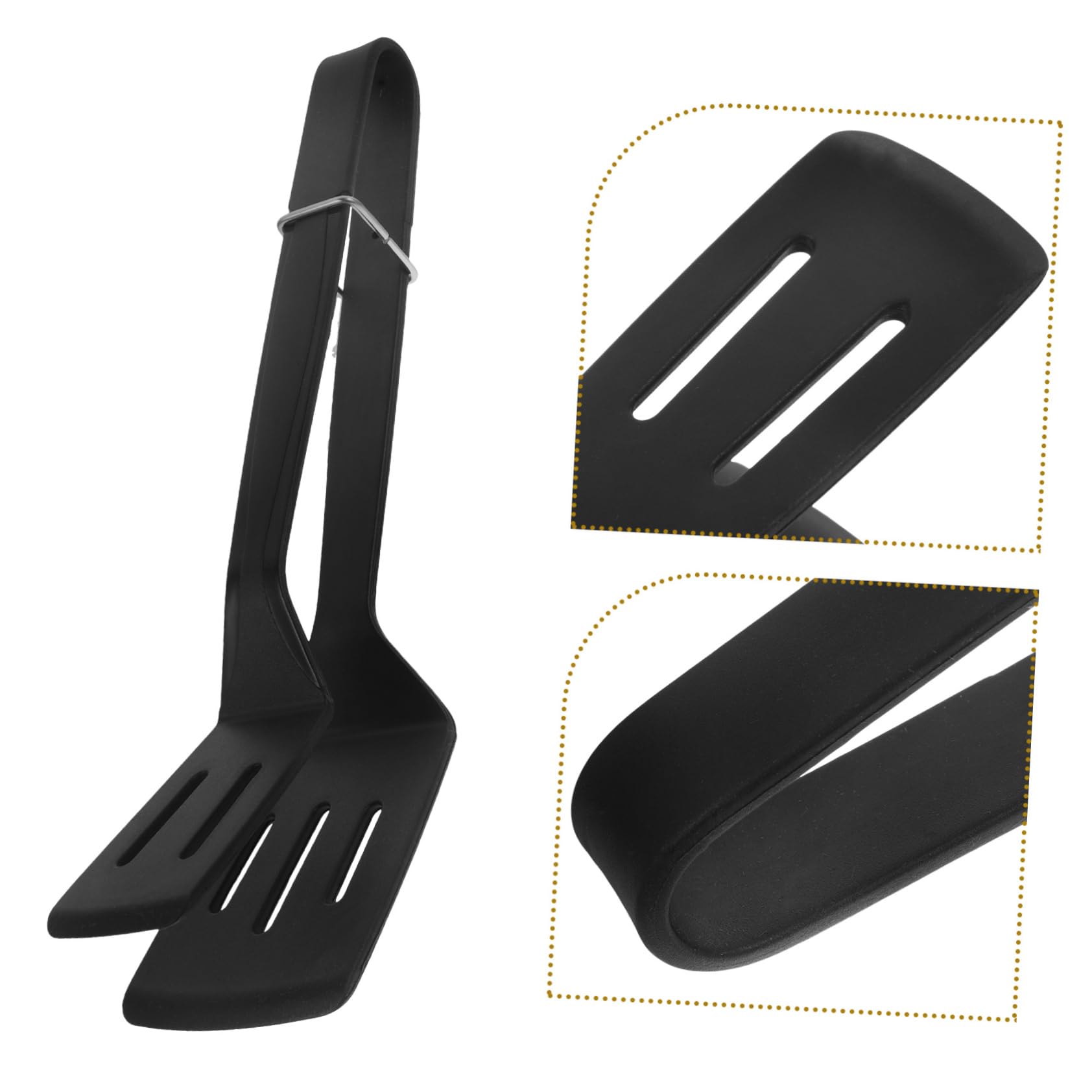 Sosoport 4 Stück Bratspatel-Clip Essensclips Essenszange Burger-Smasher Zange Küche Dreher spachtel Fischspatel Küchenzange Pfannenwender Zange Steakklemme Kieselgel Black