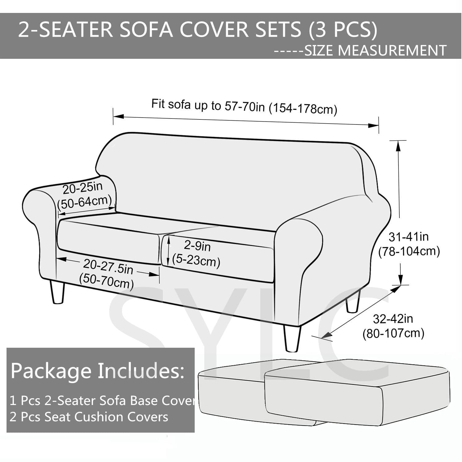 Set di 3 fodere per divano a 2 posti in velluto elasticizzato con 2 federe per cuscini separate, protezione per mobili per un facile rinnovamento della casa, colore: azzurro