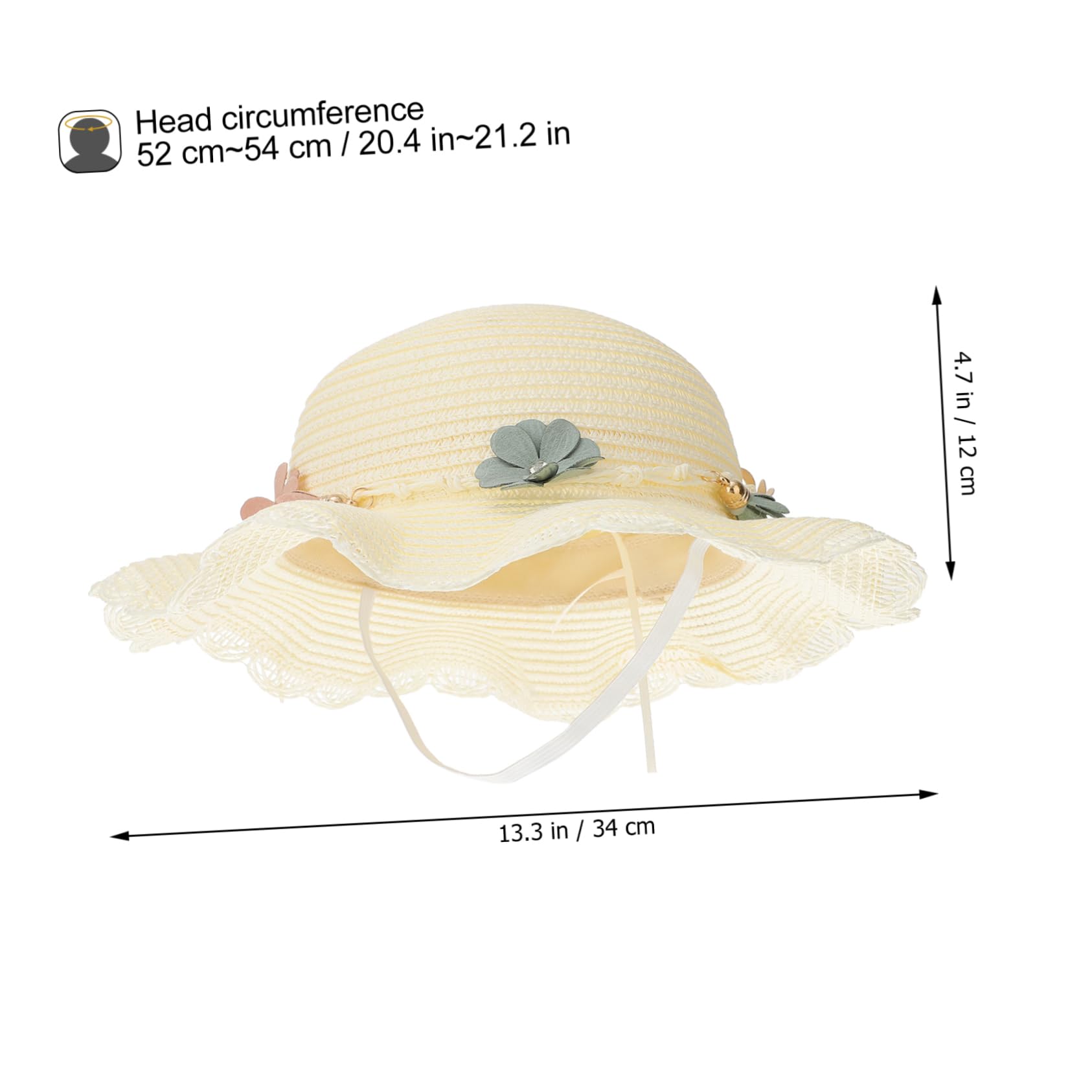 YSJNHX 1 Sombrero de Sol de ala Ancha para niños y niñas, Sombrero de Playa Transpirable, diseño Flexible, UV, Adecuado para Circunferencia de la Cabeza, Amarillo Claro
