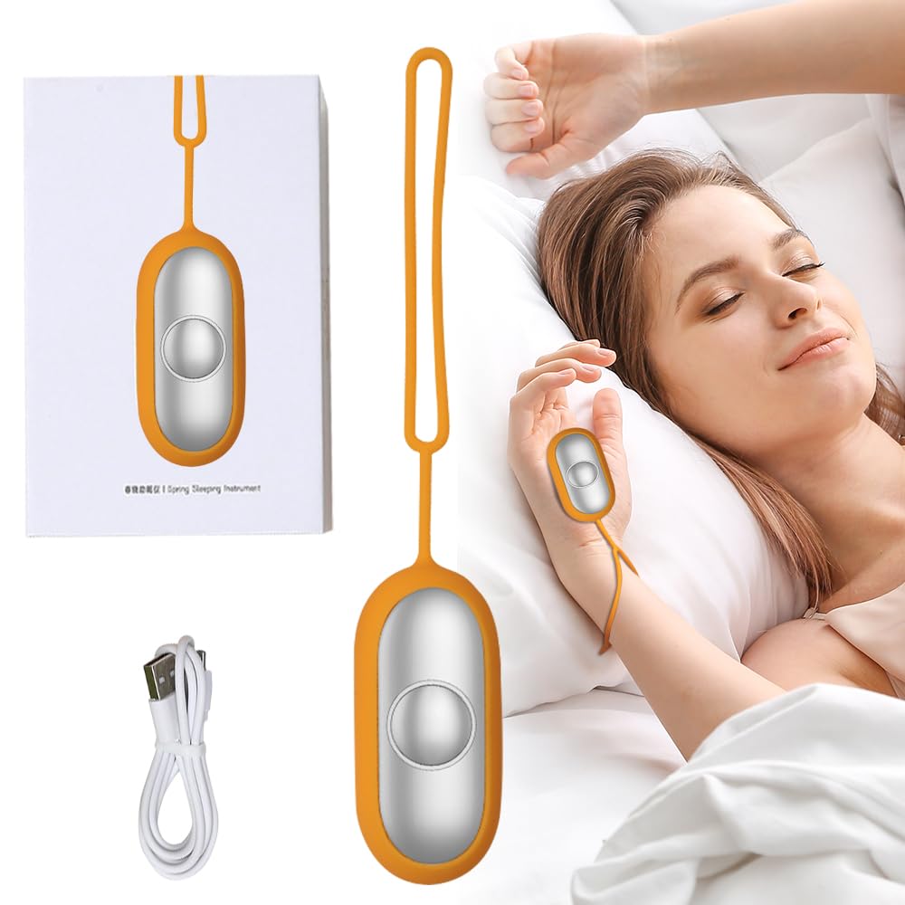 CLIUNTCalm Palm Sleep Aid, Microcurrent Sleep Aids, USB Charging Sleep Aid Device, Holding Sleep Instrument for Relieve Insomnia, Anxiety and Stress (Yellow)