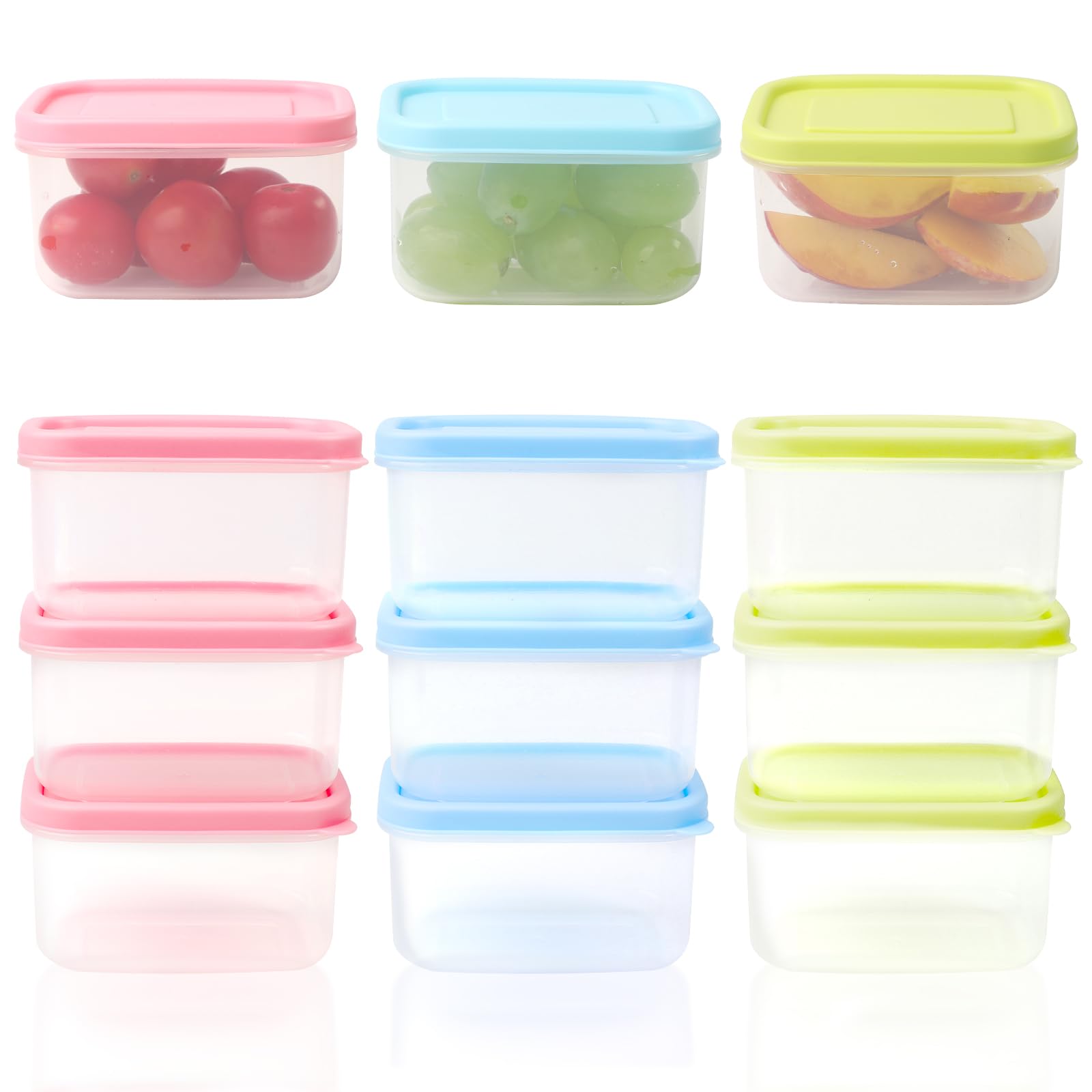 9 pcs 200ml Small Plastic Containers With Lids, Stackable Small Food Containers With Lids Airtight, Baby Food Storage Containers Rectangular Small Plastic Pots With Lids for Yogurt, Fruit, Food, Snack