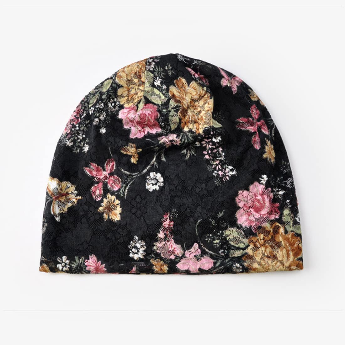 YONKINY Gorro Quimioterapia Para Mujer Verano Sombrero Algodón Transpirable Turbante Gorro Flor Impresión Gorra De Noche Hip-Hop Slouch Beanie Hat Para Al Aire Libre Running