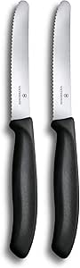 Victorinox Swiss Classic 4.3 Inch 2 Piece Tomato and Table Knife Wavy Edge Black