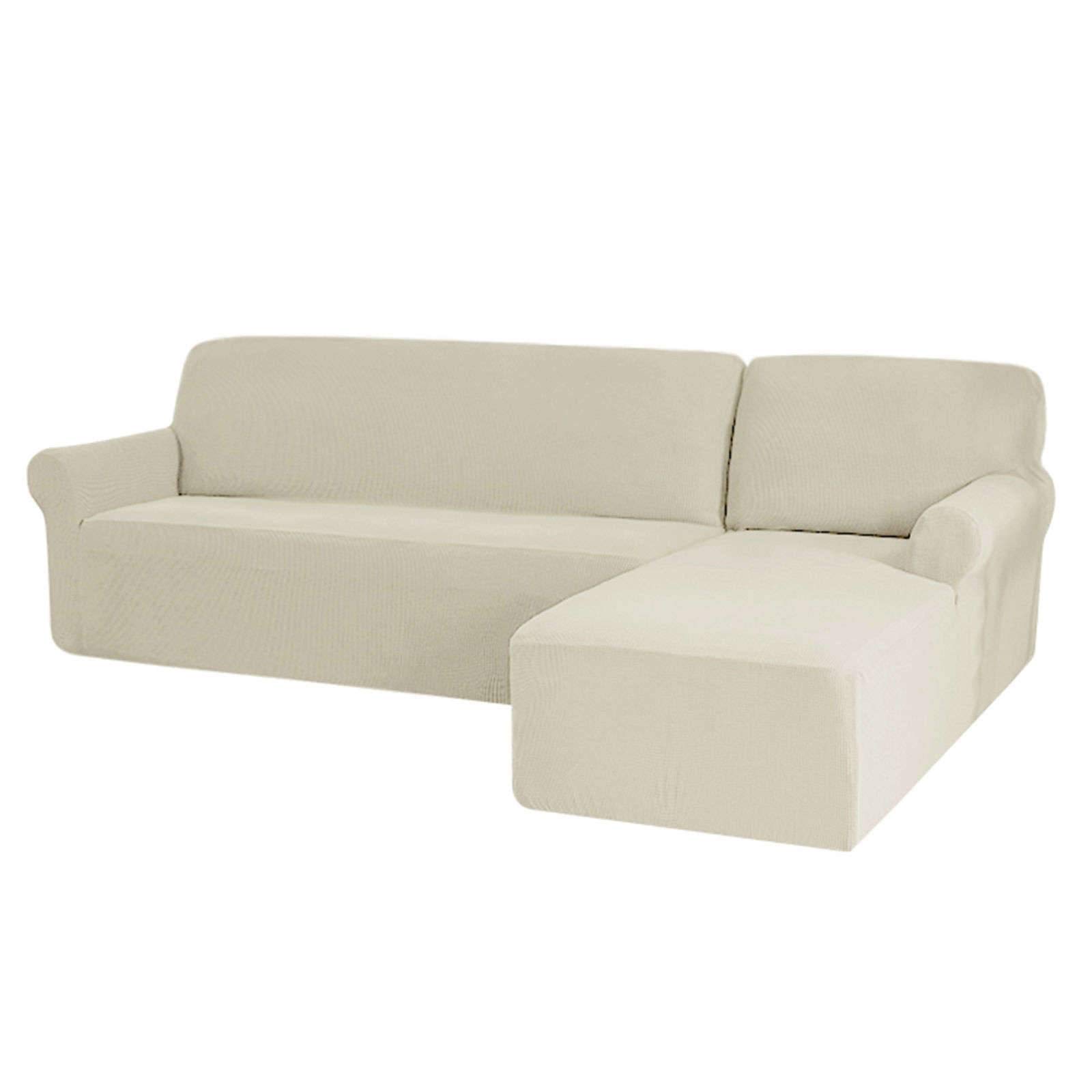 L Shape Sofa Cover,Sectional Couch Cover 2 Piece Stretch Sofa Slipcovers for L-Shape Couch Jacquard Chaise Lounge Furniture Protector for Dogs Cat Kids-M-Right Chaise 2+2 Seater