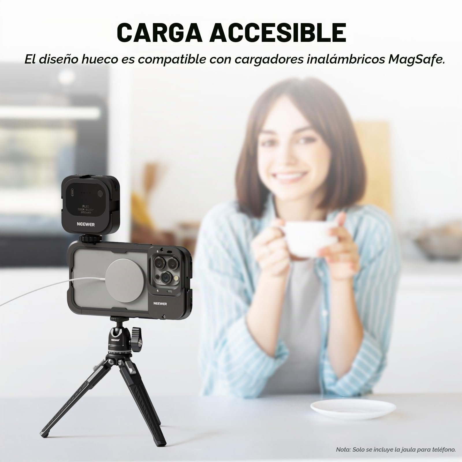 NEEWER 15 Pro MAX Jaula Vídeo Cage Rig con 67mm Adaptador de Filtro Snap On, 17mm Plano Posterior de Lente Roscada, Soporte para Trípode, Kit de Estuche para iPhone Estabilizador para Vídeo, PA024