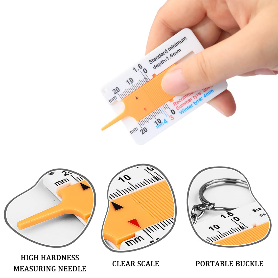 2 PCS Spessimetro per Pneumatici Misuratori Spessore Battistrada profondità del Battistrada 0-20mm Tyre Tread Depth Gauge