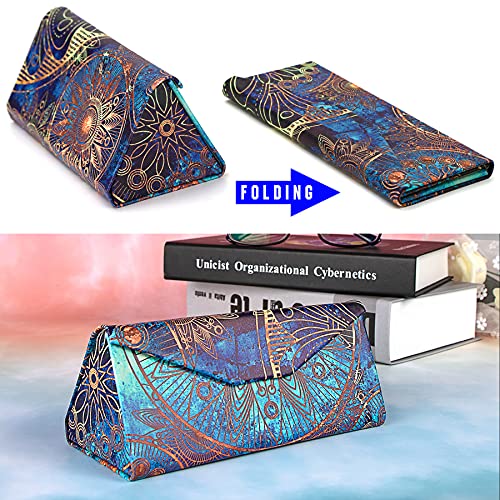 Image of Foldable Glass Sunglasses Case, Leather Portable Eyeglass Case for Men & Women
