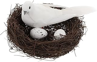 Abaodam 1 Set Pigeon Model Easter Bird nest Figurine Bird nest Decoration Wedding Basket Faux Branches Wedding Props Birds Breeding Nest Decorative Bird Nest Birds Nest for Garden Mini Toy