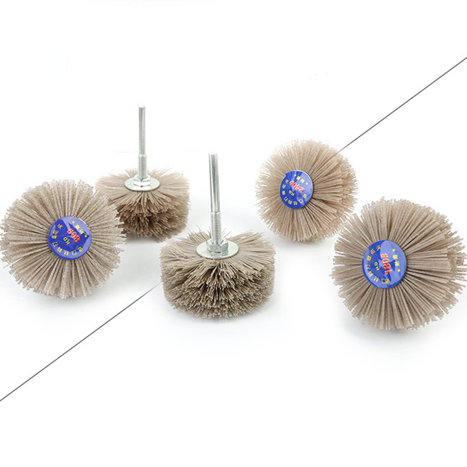 Generic Nylon Wheel Brush with Threaded Shank Rotary Tools Abrasive Wire Brush Sanding Mop Abrasive Wheel for Rust Remover Painting Polishing, 240 Grit