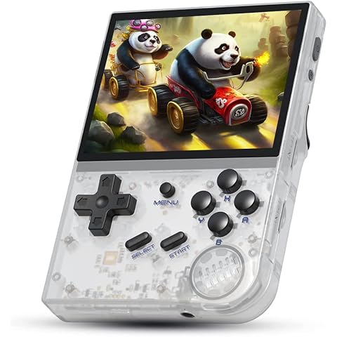 RG35XX Handheld Retro Konsole 64G, 5470+ Spiele, Linux System Quad core ARM Cortex-A9, 2023 Handheld Spielkonsole Unterstützt Gamepad und HDMI Ausgang TV, 3.5 Zoll Pocket Handheld Retro Konsole(Weiß) Cover