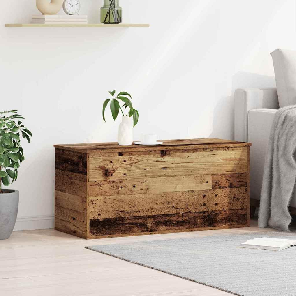 Pudełko do przechowywania starego drewna, 100 x 42 x 46 cm, materiał drewnopochodny z miejscem do przechowywania do salonu, sypialni, biura domowego, stabilna drewniana skrzynia, wszechstronny