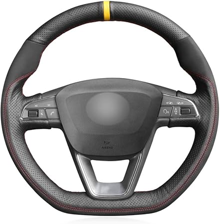 Qohfld Lenkradabdeckung Komfortable Schwarz Sew Wrap Lenkradbezug Fur Seat Leon St Cupra 13 19 Ateca Fr 16 19 Amazon De Auto