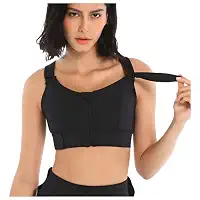 Top Fitness Feminino Academia Alta Sustentação e Compressão Reforçado Esportes Alto Impacto Corrida 3 Ajustes Ajustavel e Confortável Seguro Preto Plus Size (BR, Alfa, G, Regular, Preto)