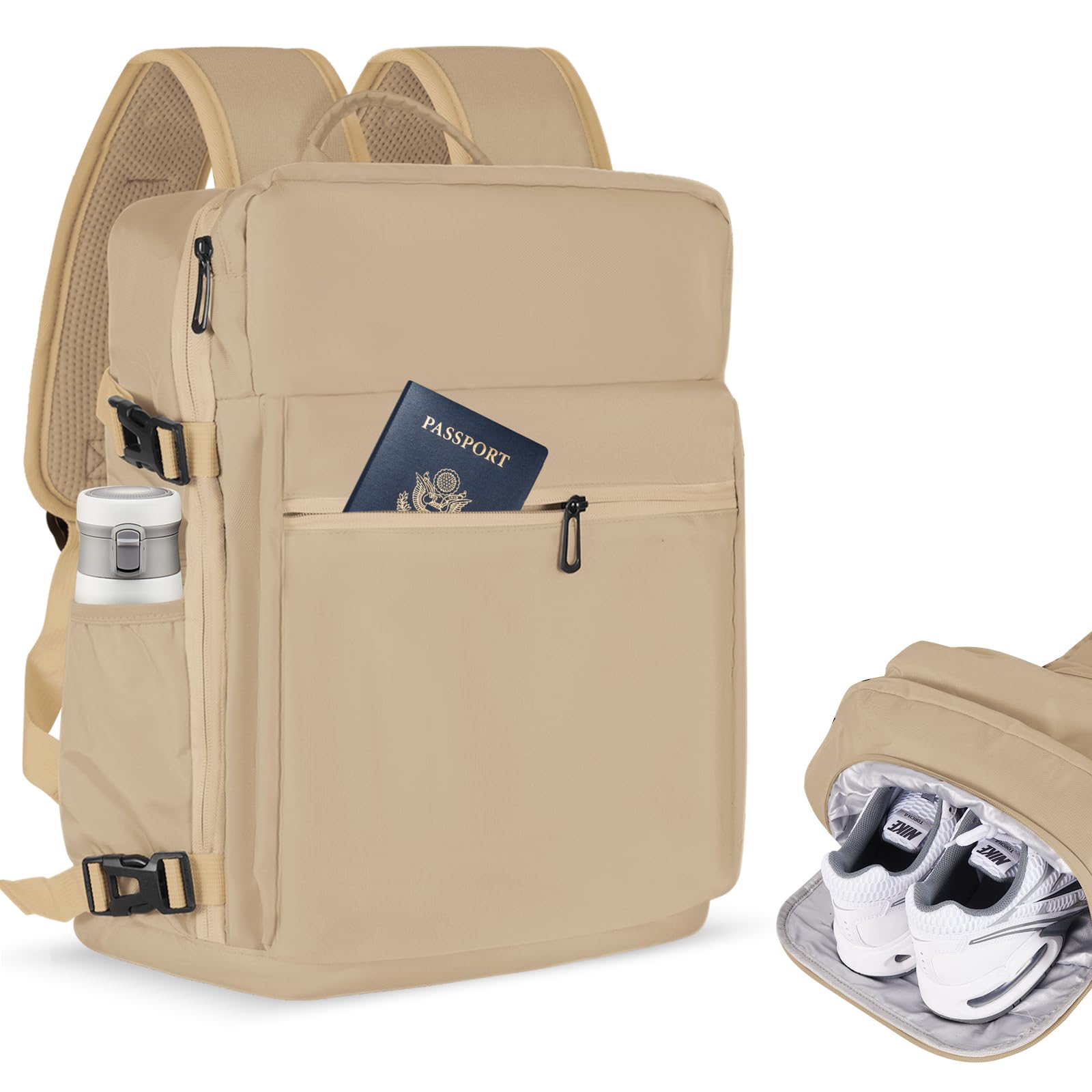 Gluckstar Bagaglio a Mano per Easyjet 45x36x20 Zaino da Viaggio, 30L Borsa da Valigia Zaino da Viaggio Aereo Cabina, 17 Pollici Zaino Porta Pc Zainetto Donna Uomo Travel Backpack Grande Marrone